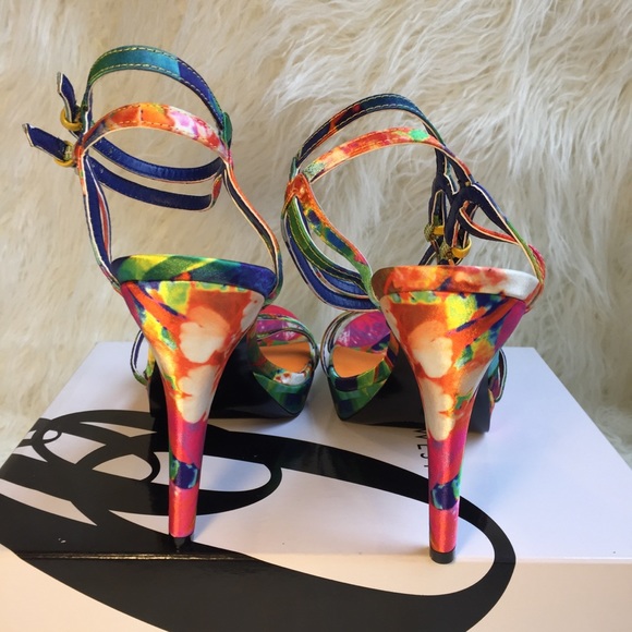 NWB Nine West blue multicolor Malinda sandals - Picture 4 of 6